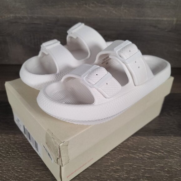 Beach Slides By J/Slides White Eva Double Buckle Sandals Women's 9 M Summer - Picture 1 of 10